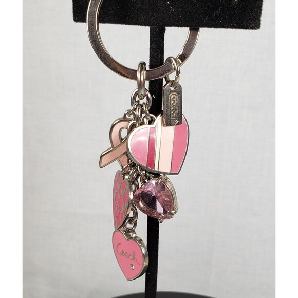 Coach BCA Breast Cancer Awareness Pink Multi Mix Crystal Enamel Keychain Charms - Picture 5 of 16